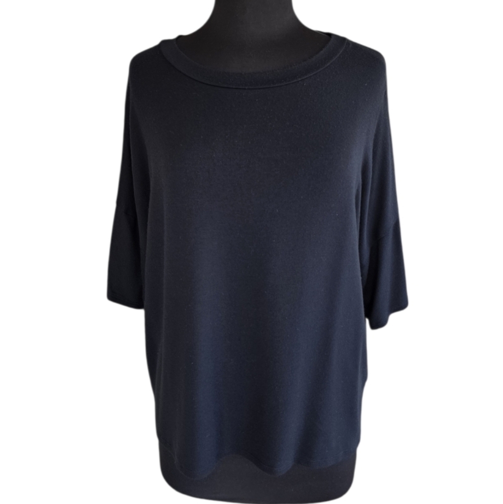 Laila Jayde Black Modal Boxy Tee Short Sleeve Top Ultra Soft Made In USA